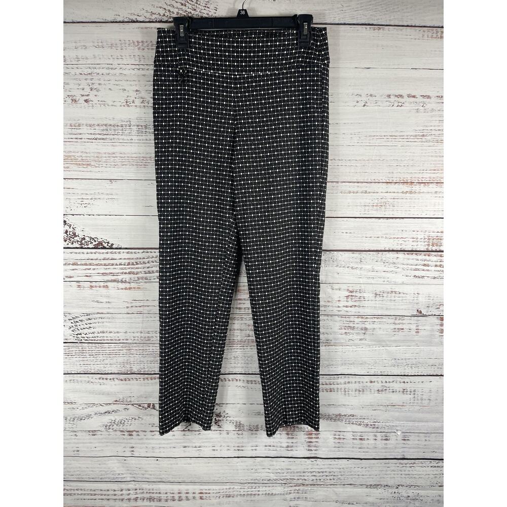 Raffinalla Pants Women's 10 Black White Dot Print Pull On Stretch Ankle Cropped